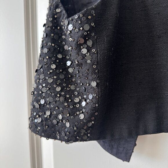Eileen Fisher Black Sequin Silk Matka Vest Racerback Hook & Eye Closure S - Picture 6 of 8